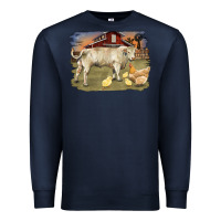 Navy charolaris bull and chicken in barnyard Premium Sweatshirt - RanaPortraitStore