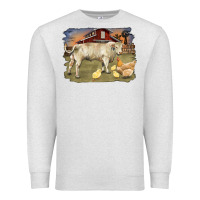 Oatmeal Heather charolaris bull and chicken in barnyard Premium Sweatshirt - RanaPortraitStore