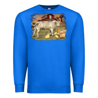 True Royal charolaris bull and chicken in barnyard Premium Sweatshirt - RanaPortraitStore