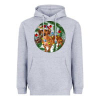 Heather Grey Dachshund Christmas Tree Heavyweight Hoodie - RanaPortraitStore