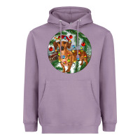 Lavender Dachshund Christmas Tree Heavyweight Hoodie - RanaPortraitStore