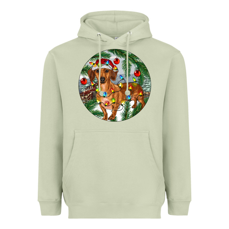 Dachshund Christmas Tree Heavyweight Hoodie by RanaPortraitStore | Teevron