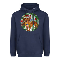 Navy Dachshund Christmas Tree Heavyweight Hoodie - RanaPortraitStore