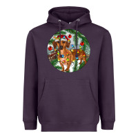 Plum Dachshund Christmas Tree Heavyweight Hoodie - RanaPortraitStore