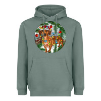 Sage Dachshund Christmas Tree Heavyweight Hoodie - RanaPortraitStore