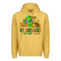 Antique Gold my first st patricks day with coins and shamrocks Premium Hoodie - AdoDesignShop