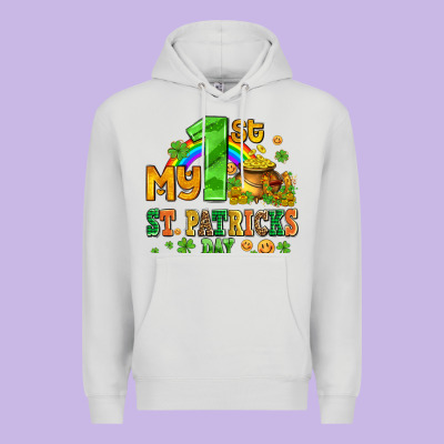 My First St Patricks Day With Coins And Shamrocks Premium Hoodie Designed By Adodesignshop