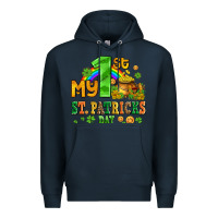 Navy my first st patricks day with coins and shamrocks Premium Hoodie - AdoDesignShop