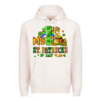 Pale Pink my first st patricks day with coins and shamrocks Premium Hoodie - AdoDesignShop