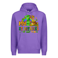 Purple my first st patricks day with coins and shamrocks Premium Hoodie - AdoDesignShop