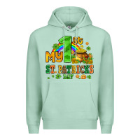 Seafoam my first st patricks day with coins and shamrocks Premium Hoodie - AdoDesignShop