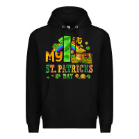 Black my first st patricks day with coins and shamrocks Premium Hoodie - AdoDesignShop