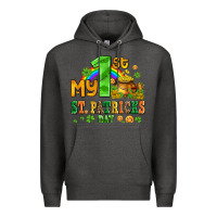 Charcoal Heather my first st patricks day with coins and shamrocks Premium Hoodie - AdoDesignShop