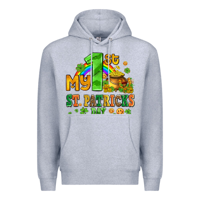 My First St Patricks Day With Coins And Shamrocks Premium Hoodie by AdoDesignShop | Teevron