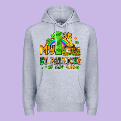 My First St Patricks Day With Coins And Shamrocks Premium Hoodie Designed By Adodesignshop