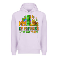 Lilac my first st patricks day with coins and shamrocks Premium Hoodie - AdoDesignShop
