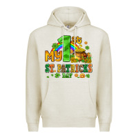 Oatmeal Heather my first st patricks day with coins and shamrocks Premium Hoodie - AdoDesignShop