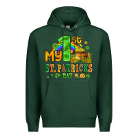 Sports Green my first st patricks day with coins and shamrocks Premium Hoodie - AdoDesignShop