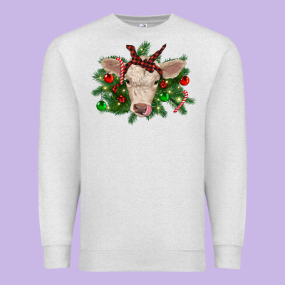 Christmas Charolais Calf Premium Sweatshirt Designed By Ranaportraitstore