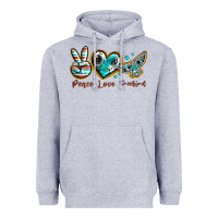 Heather Grey peace love freebird Heavyweight Hoodie - texasbilliewilder