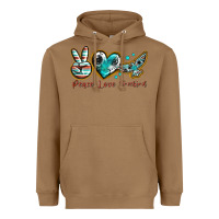 Toasted Coconut peace love freebird Heavyweight Hoodie - texasbilliewilder