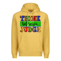 Antique Gold think before you judge Premium Hoodie - AdoDesignShop