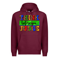 Burgundy think before you judge Premium Hoodie - AdoDesignShop