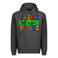 Charcoal Heather think before you judge Premium Hoodie - AdoDesignShop
