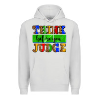 Dove Grey think before you judge Premium Hoodie - AdoDesignShop