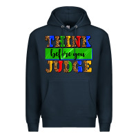 Navy think before you judge Premium Hoodie - AdoDesignShop