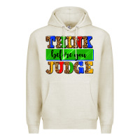 Oatmeal Heather think before you judge Premium Hoodie - AdoDesignShop