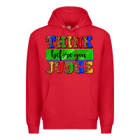 Red think before you judge Premium Hoodie - AdoDesignShop