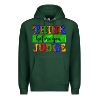 Sports Green think before you judge Premium Hoodie - AdoDesignShop