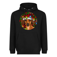Black Christmas Dachshund Heavyweight Hoodie - RanaPortraitStore