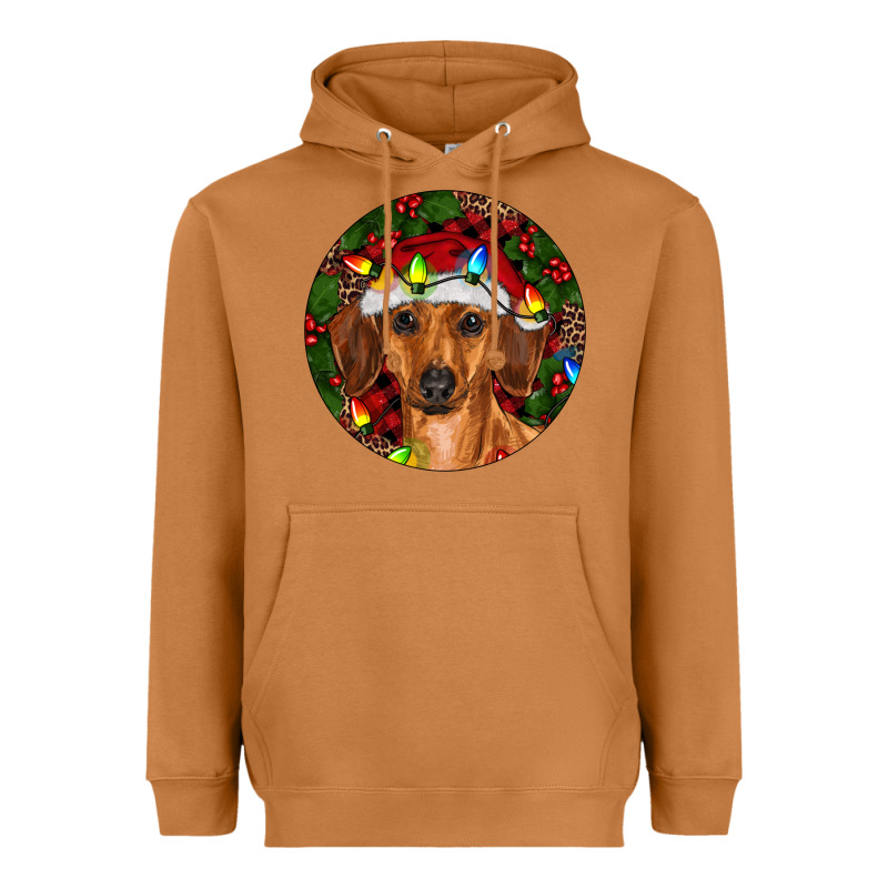 Christmas Dachshund Heavyweight Hoodie by RanaPortraitStore | Teevron