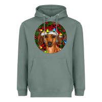 Sage Christmas Dachshund Heavyweight Hoodie - RanaPortraitStore