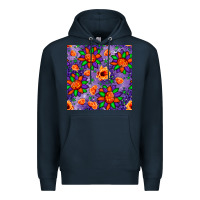 Navy pumpkin flower halloween seamless pattern Premium Hoodie - BundleAndBundleShop