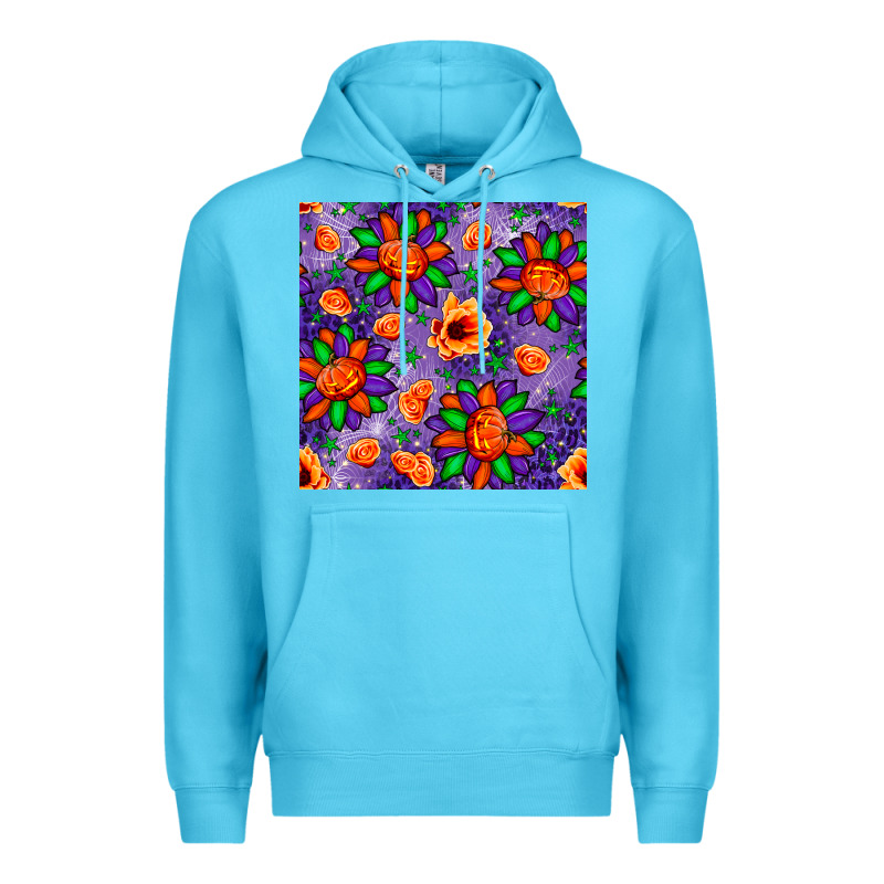 Pumpkin Flower Halloween Seamless Pattern Premium Hoodie by BundleAndBundleShop | Teevron