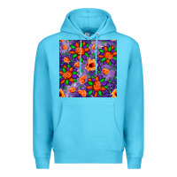 Ocean Blue pumpkin flower halloween seamless pattern Premium Hoodie - BundleAndBundleShop