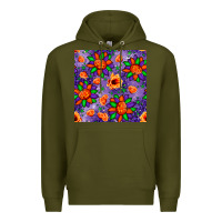 Army Green pumpkin flower halloween seamless pattern Premium Hoodie - BundleAndBundleShop