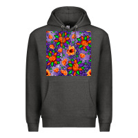 Charcoal Heather pumpkin flower halloween seamless pattern Premium Hoodie - BundleAndBundleShop