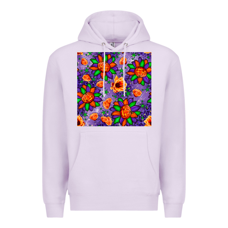 Pumpkin Flower Halloween Seamless Pattern Premium Hoodie by BundleAndBundleShop | Teevron