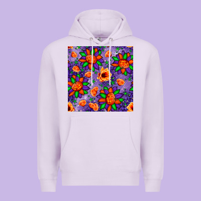 Pumpkin Flower Halloween Seamless Pattern Premium Hoodie Designed By Bundleandbundleshop