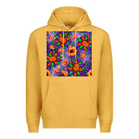 Mustard pumpkin flower halloween seamless pattern Premium Hoodie - BundleAndBundleShop