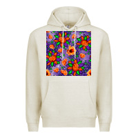 Oatmeal Heather pumpkin flower halloween seamless pattern Premium Hoodie - BundleAndBundleShop