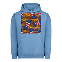 Pigment Pebble Blue america western boots and sunflower seamless pattern Urban Hoodie - BundleAndBundleShop
