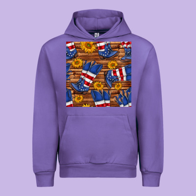 America Western Boots And Sunflower Seamless Pattern Urban Hoodie Designed By Bundleandbundleshop
