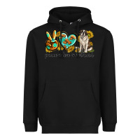 Black peace love st. bernard Heavyweight Hoodie - texasbilliewilder