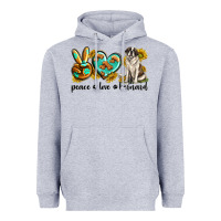 Heather Grey peace love st. bernard Heavyweight Hoodie - texasbilliewilder