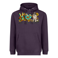 Plum peace love st. bernard Heavyweight Hoodie - texasbilliewilder